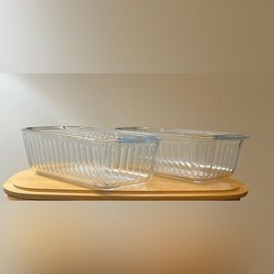 Set of 2-Vintage Pyrex 213-S Clear Ribbed Loaf Pan 1.5 Qt
